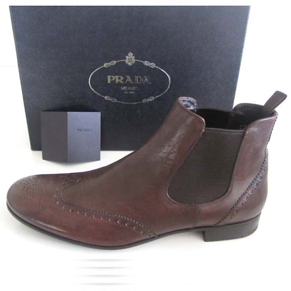 PRADA mens brwn wingtip ankle boots 10 11 US Italy - Picture 5 of 7